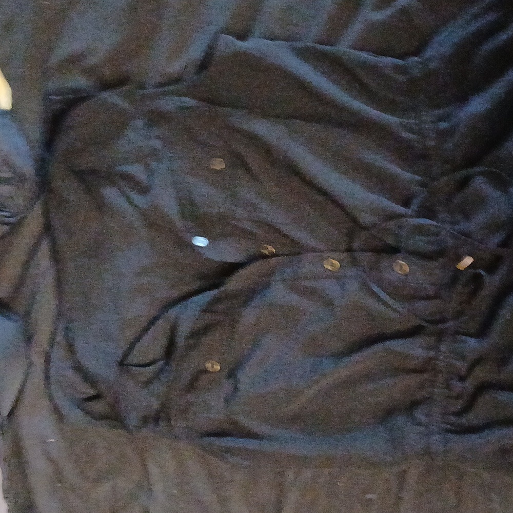Women's short black dress with buttons and tie waist